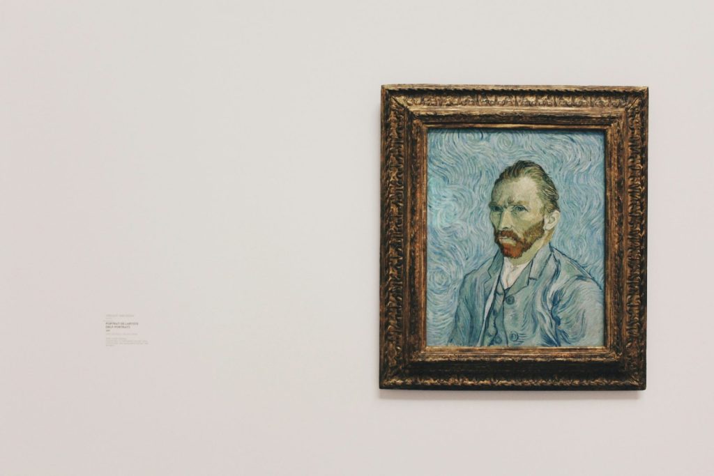 Vincent Van Gogh self portrait painting on wall