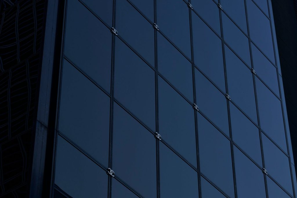 Dark glass facade of a modern building